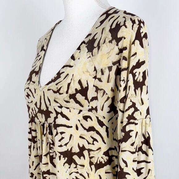 Diane Von Furstenberg Women's Silk Printed Baby Doll Mini Dress Size 2 Brown - Picture 5 of 11